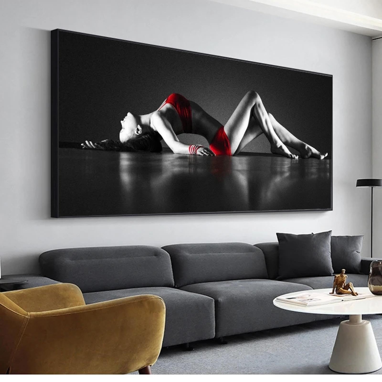 GEMMII nowoczesny plakat artystyczny nago druk na płótnie XXL seksowna kobieta model, plakaty i wydruki na płótnie, farba ścienna do sypialni, 70x140 cm, bez ramki