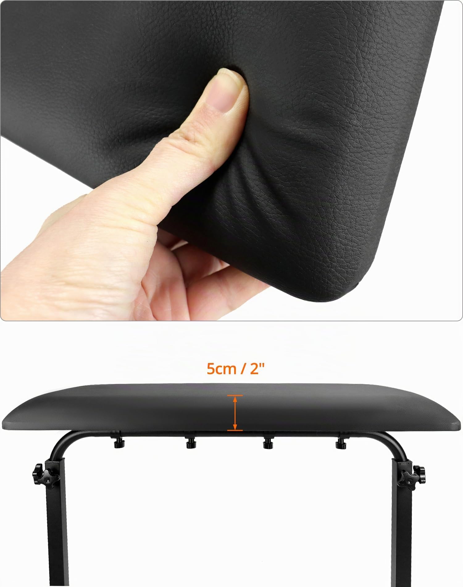 QWORK® Soporte para reposabrazos de tatuaje profesional Soporte para reposapiernas con almohadilla de esponja inclinable de 180° Tamaño 73x40x5 cm, altura ajustable 67-100 cm