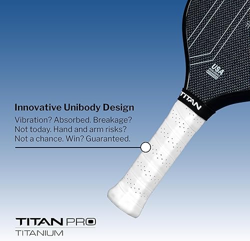 Miniatura 4 de Titan Pro - Paleta de pickleball de titanio, aprobada por Pickleball, opciones de 0.551 in y 0.630 in, revolucionario núcleo Nomex y PP Duo, mango