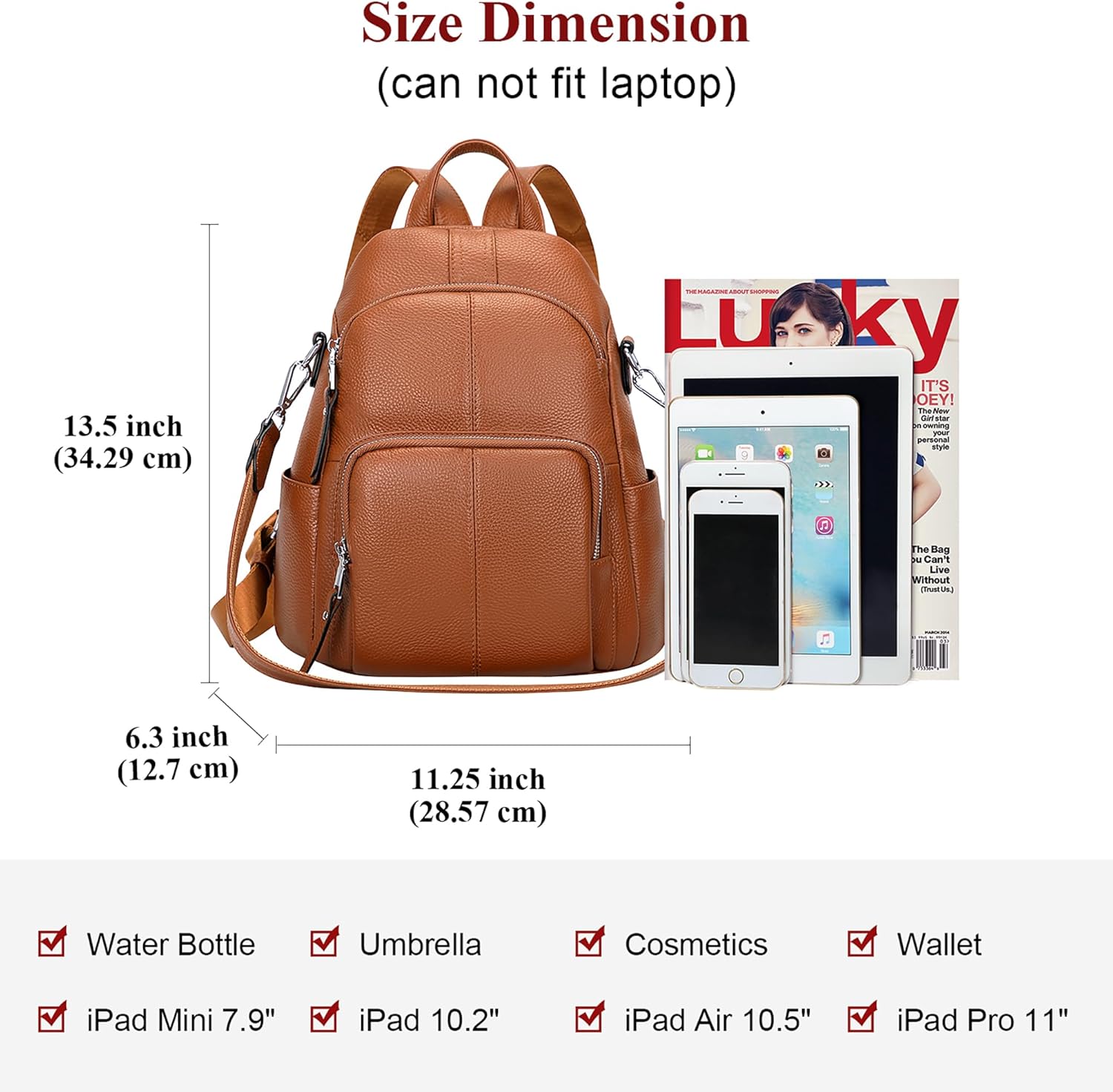 ALTOSY Soft Leather Backpack Purse For Women -theft Backpacks Versatile Shoulder Bag(S81 Brown) - Image 5
