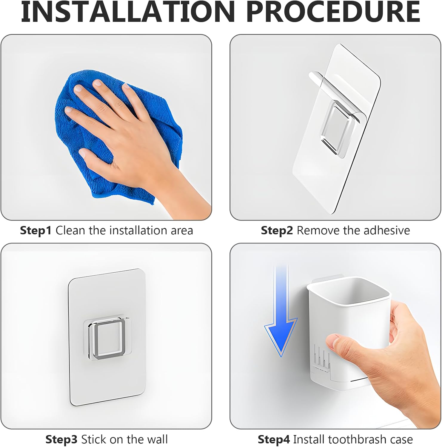 Wall Mounted Toothbrush Holders，Removable Drill-Wall Shower Holder