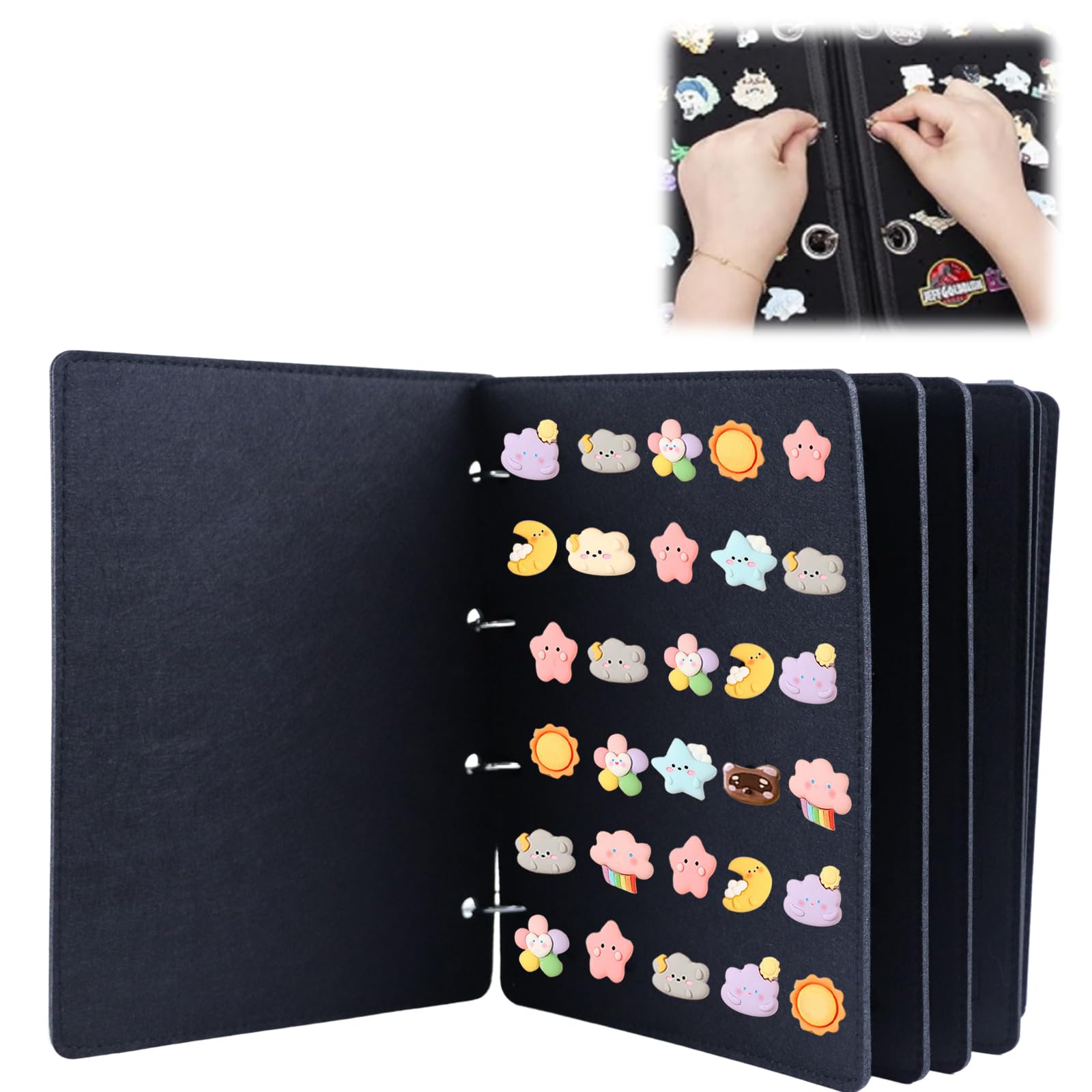 Qivine Pin Badge Display, 8 Pages Enamel Pin Display, Felt Flipchart Folder