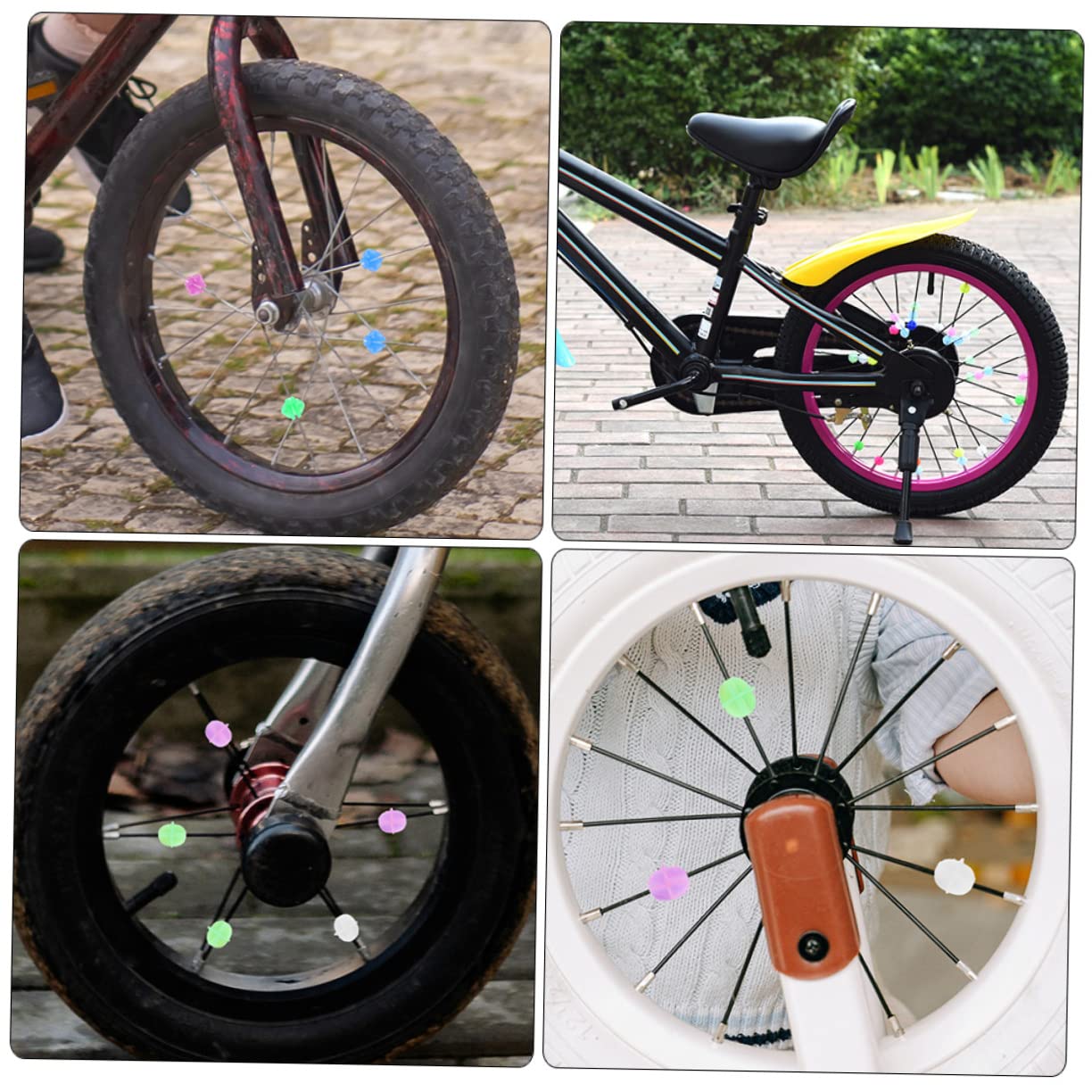 BRIGHTFUFU Glow-in-The-Dark Bike Wheel Beads 216pcs Boys and Girls Bike Accessories Decorations Clips Beads Decor Easy to Use Random Color