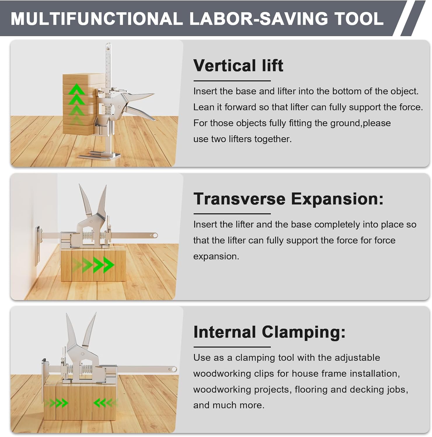 Labor Saving Arm Jack 2 Pack, 12 Inch All-Metal Hand Lifting Jack Tool, 440LBS Capacity Precise Control Slow/Fast Descent Furniture Jacks Lifter for Lifting Door Furniture, Wall Tile Positioning