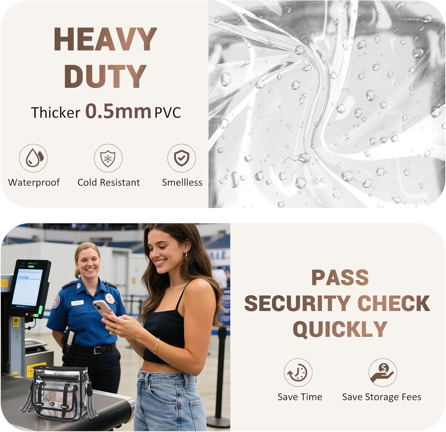 Clear Purse, PVC Clear Crossbody Bags for Women Heavy Duty Transparent Bag for Stadium Events See Through Concert Bag - Image 5