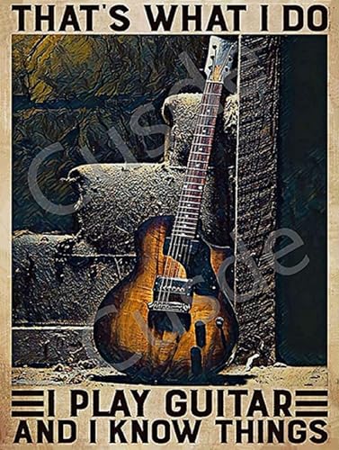 Miniatura 1 de Cusde Letrero de hojalata con texto en inglés That's What I Do I Play Guitar and I Know Things (That's What I Do I Play Guitar and I Know Things