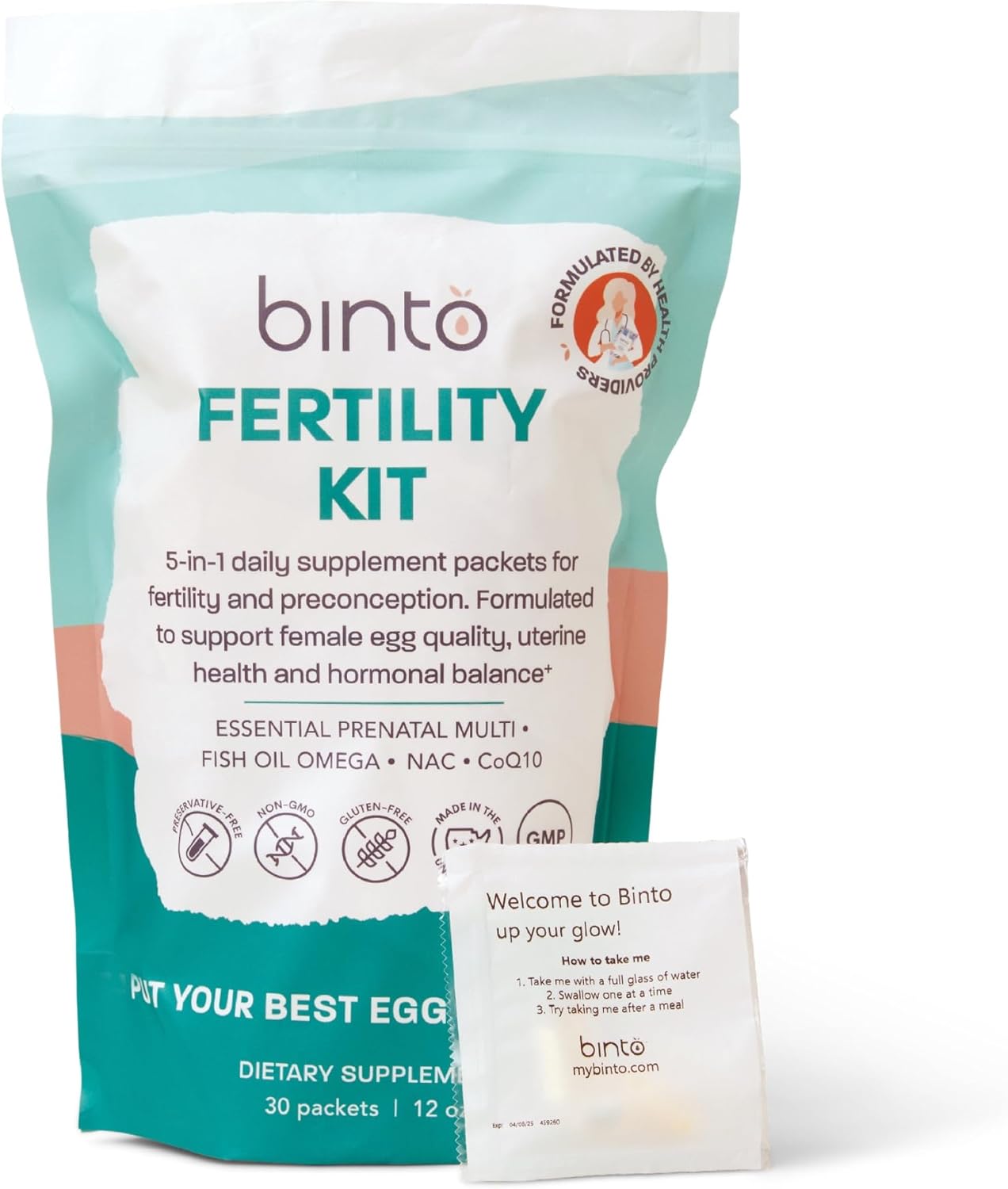 Binto Women’s Fertility Kit – Supports Egg Health, Reproductive Wellness – Includes CoQ10, NAC, and Fish Oil