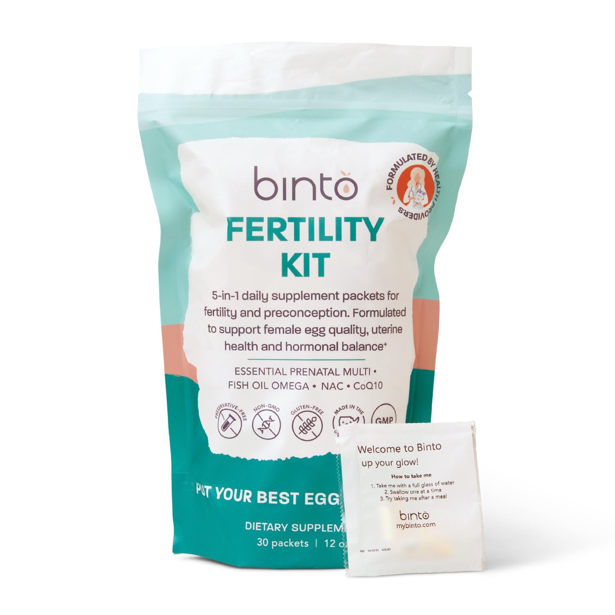 Binto Women’s Fertility Kit – Supports Egg Health, Reproductive Wellness – Includes CoQ10, NAC, and Fish Oil