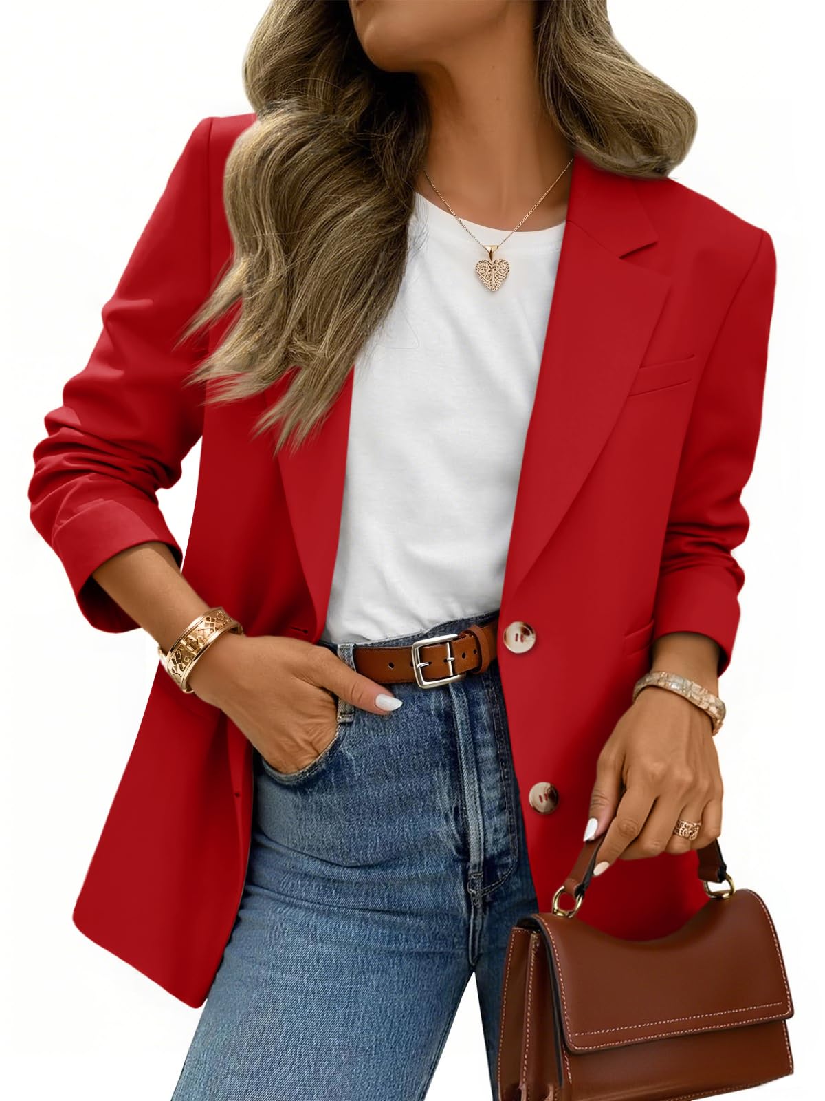 Cicy Bell Womens Business Casual Blazers Long Sleeve Button Down Work Suit Jackets Lapel Collared Lightweight Blazer