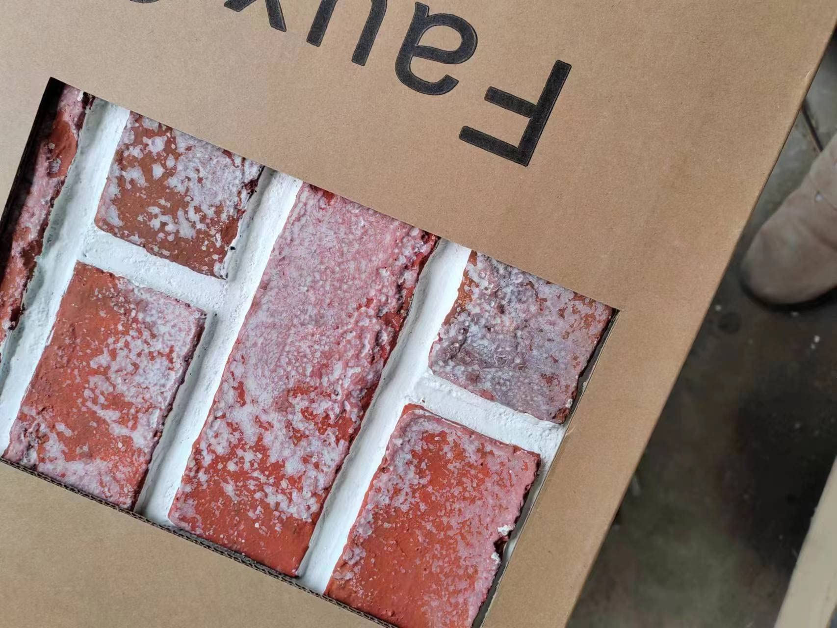 Faux Brick Red Siding Panels, Red Brick with Wash White 3D Wall Panel (Red NL Wash White,Sample)