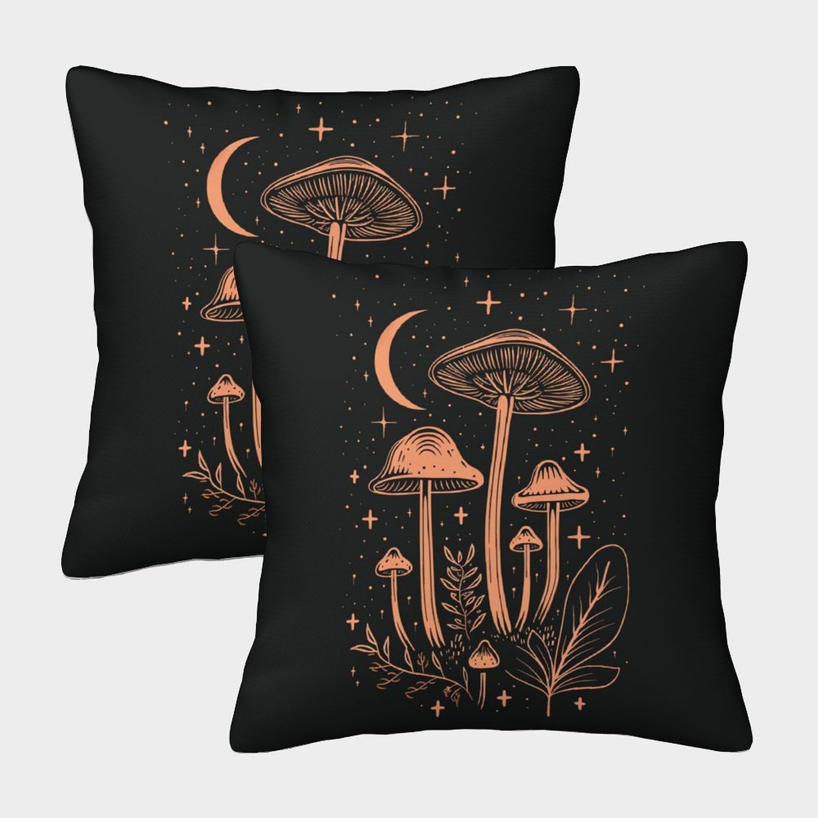 ChengzeTCo Brightly Coloured Mushrooms 2 Packs Colorful Printed Square Throw Pillow Cover for Home Decorative for Home Sofa Decorative Cushion Present Throw 40x40cm