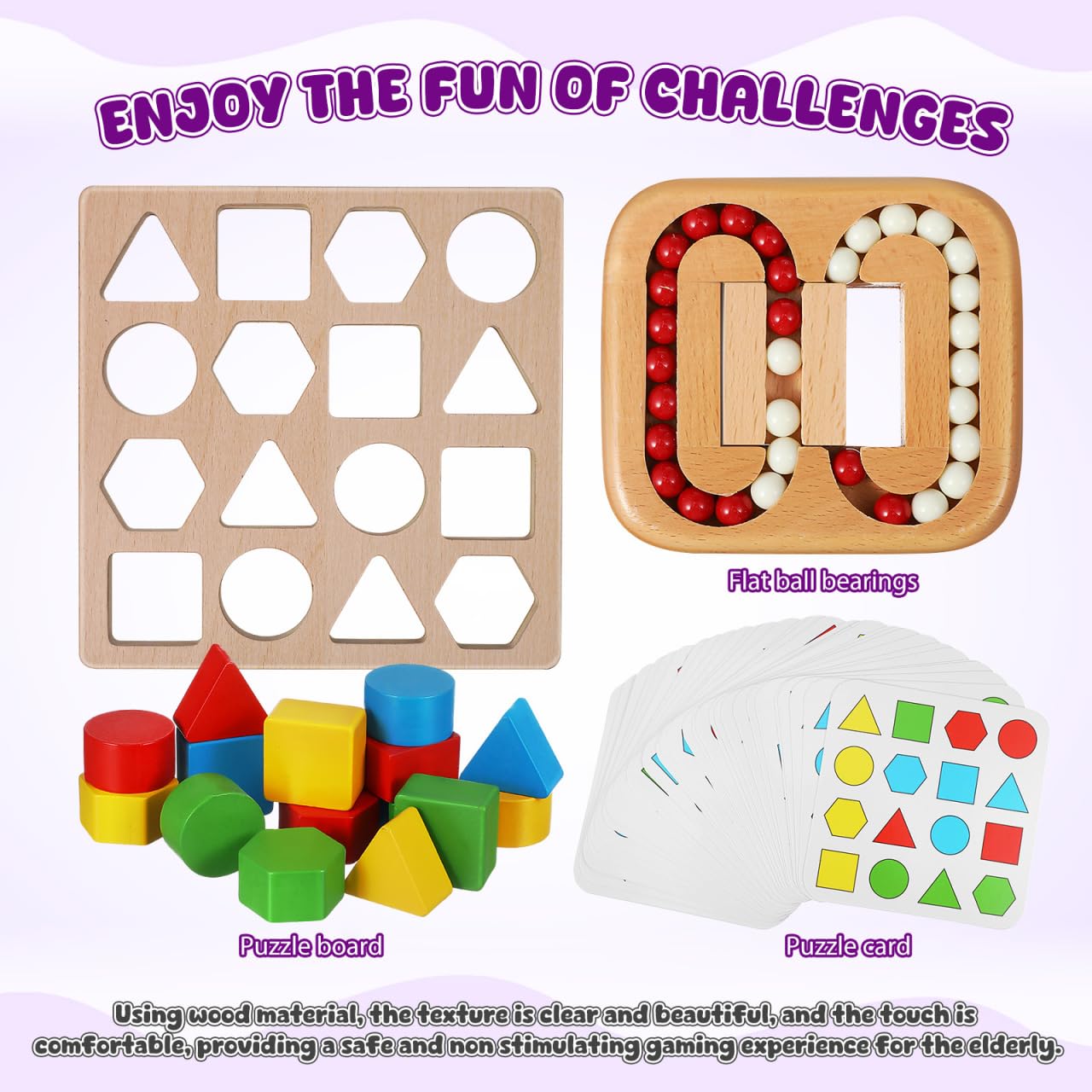 Beaupretty Juegos Cognitivos para Personas Mayores Rompecabezas De Madera con Laberinto Giratorio Y Formas Geométricas Actividades De Memoria Portátiles para Adultos