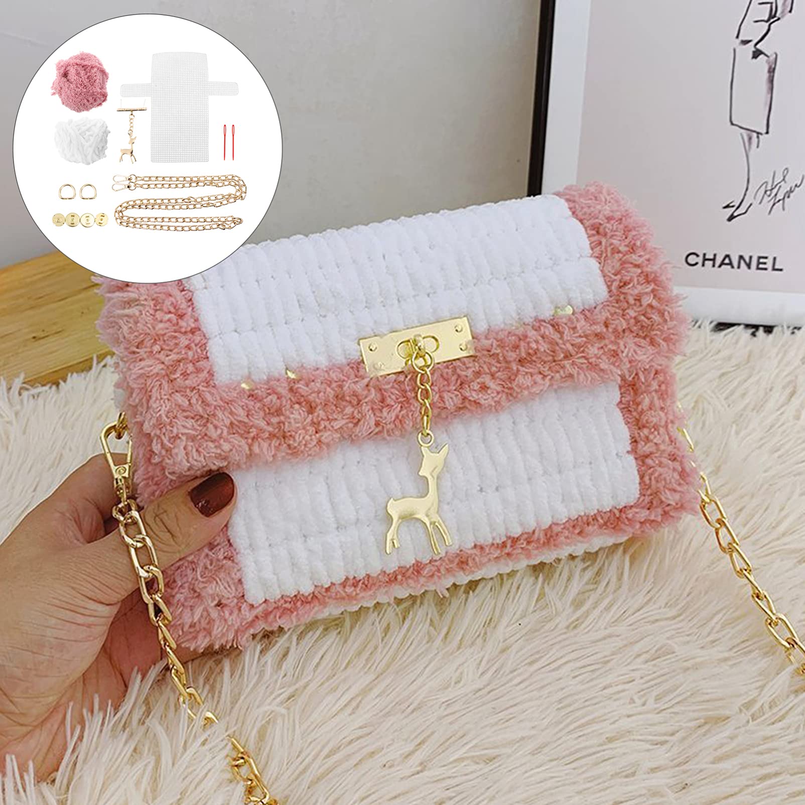 ABOOFAN 1 Set DIY Cross Stitch Purse Needlepoint Kits for Beginners Make a Cute Crossbody Purse Cross Stitch Kits for Kids and Adults White