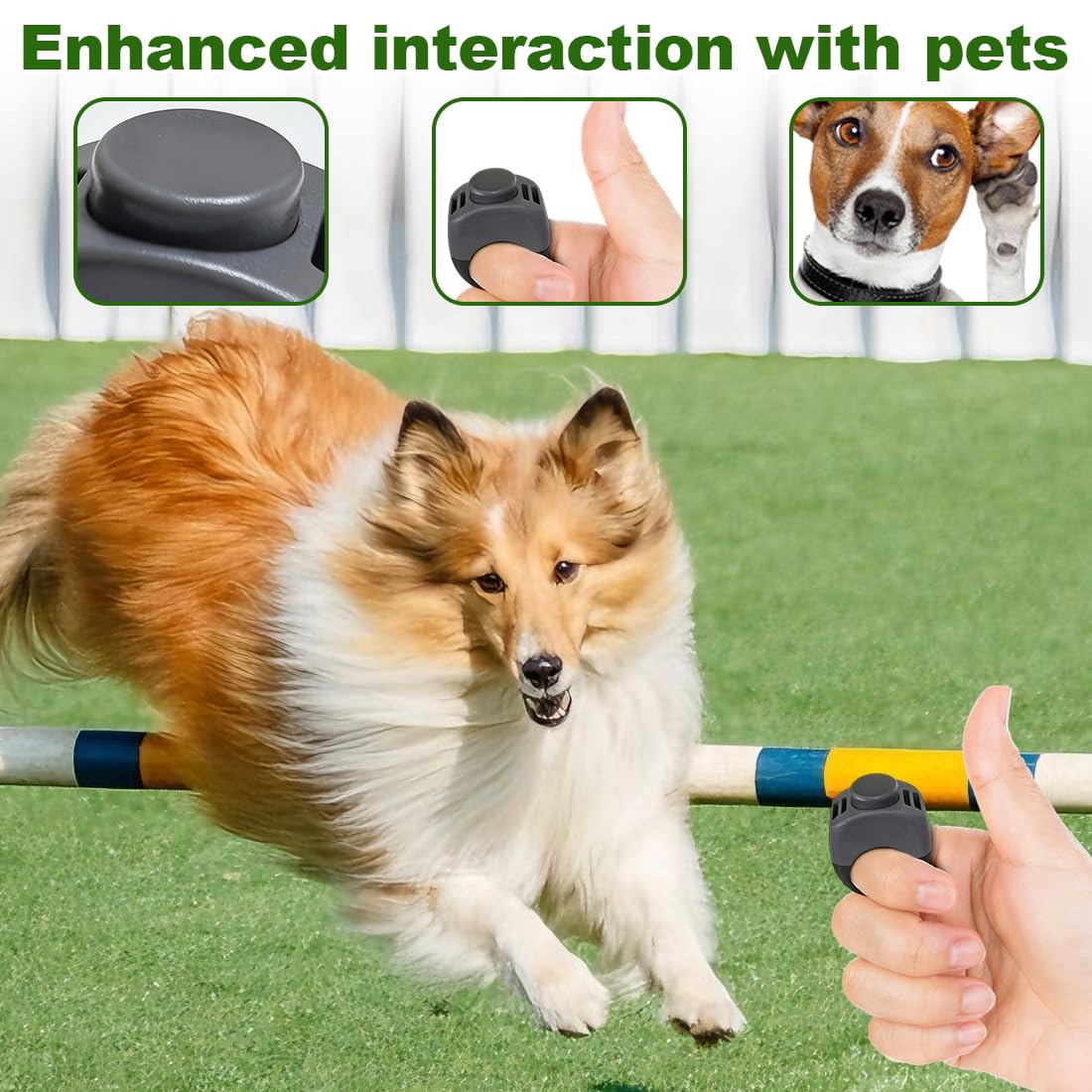 2 Clickers pour Chien avec Anneau de Doigt - Accessoire Pratique pour l'Éducation des Chiens, Chats et Chevaux (19mm/21mm) (Gris)
