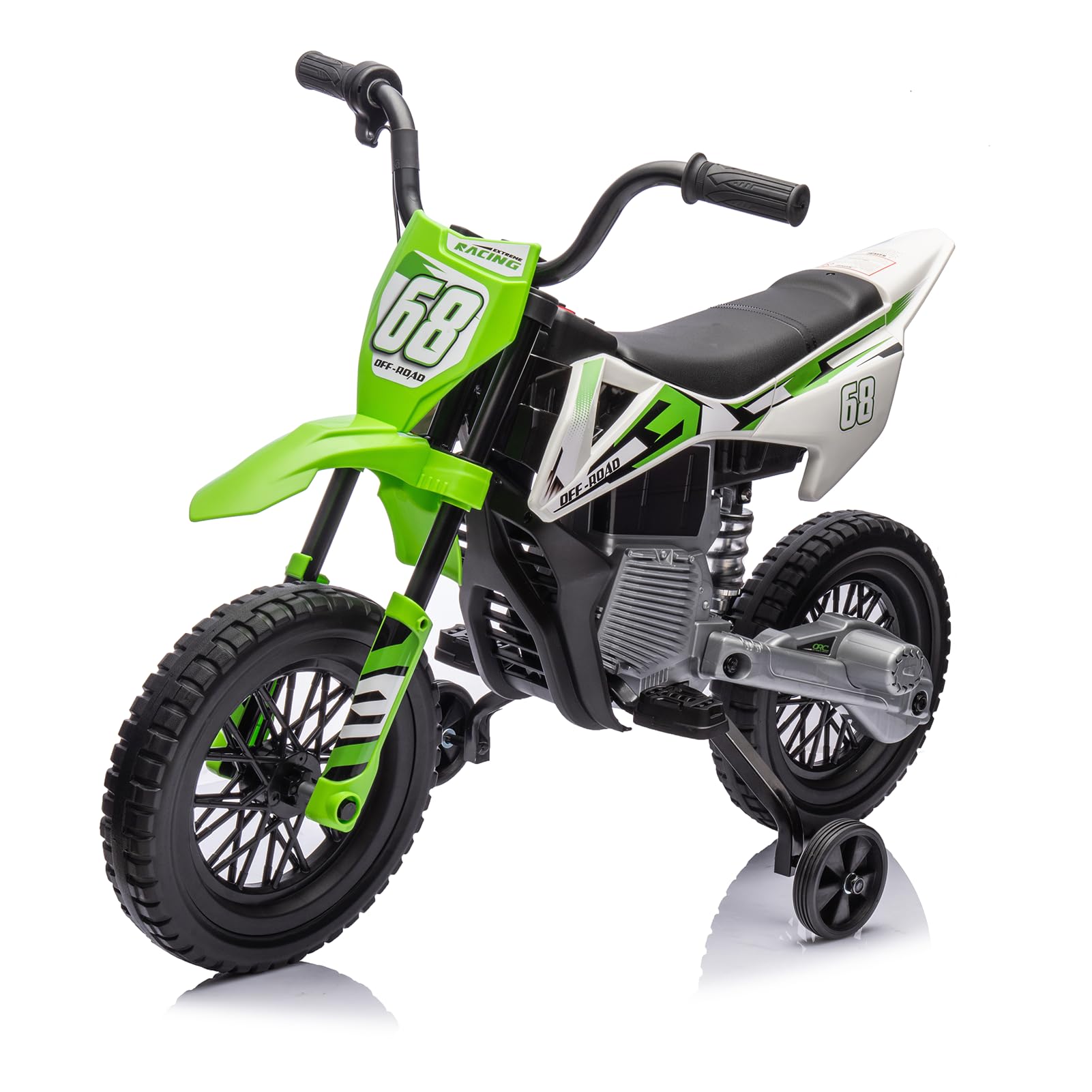Aptliton 12V Kids Electric Ride On Motorcycle, Battery Powered Motorbike Scooter with Lights and Music, Dual 390 Motors, 4.5AH Battery, Removable Training Wheels, Ride On Toy for Boys Girls (Green) — image 1