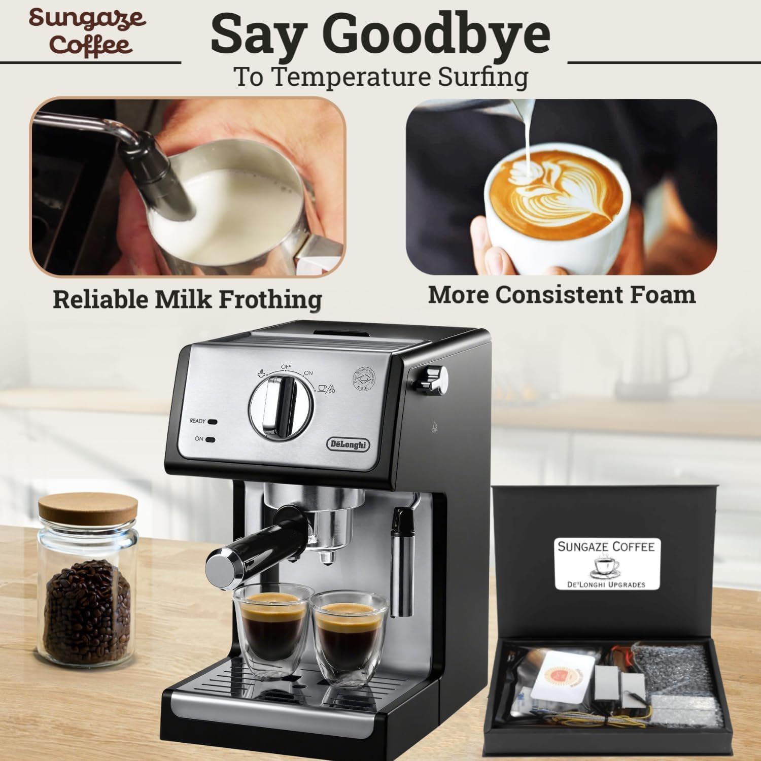 Upgrade Kit for DeLonghi, Advanced PID & Flow Control for ECP3420, 3120, & 3630 Models - Achieve $1,000+ Quality Shots with Enhanced Brew, Steam, & Pre-Infusion Performance for De'Longhi