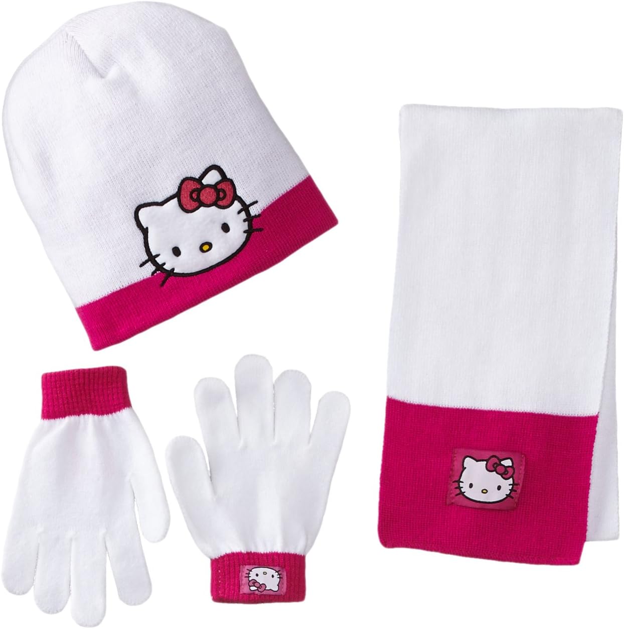 Berkshire Girls' 3-Piece Hello Kitty Beanie Glove and Scarf Set