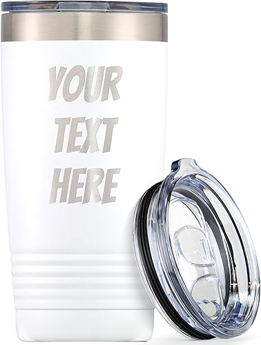 Vaso personalizado con texto grabado personalizado, taza de acero inoxidable de 20 onzas, vaso de café de viaje aislado al vacío de doble pared con
