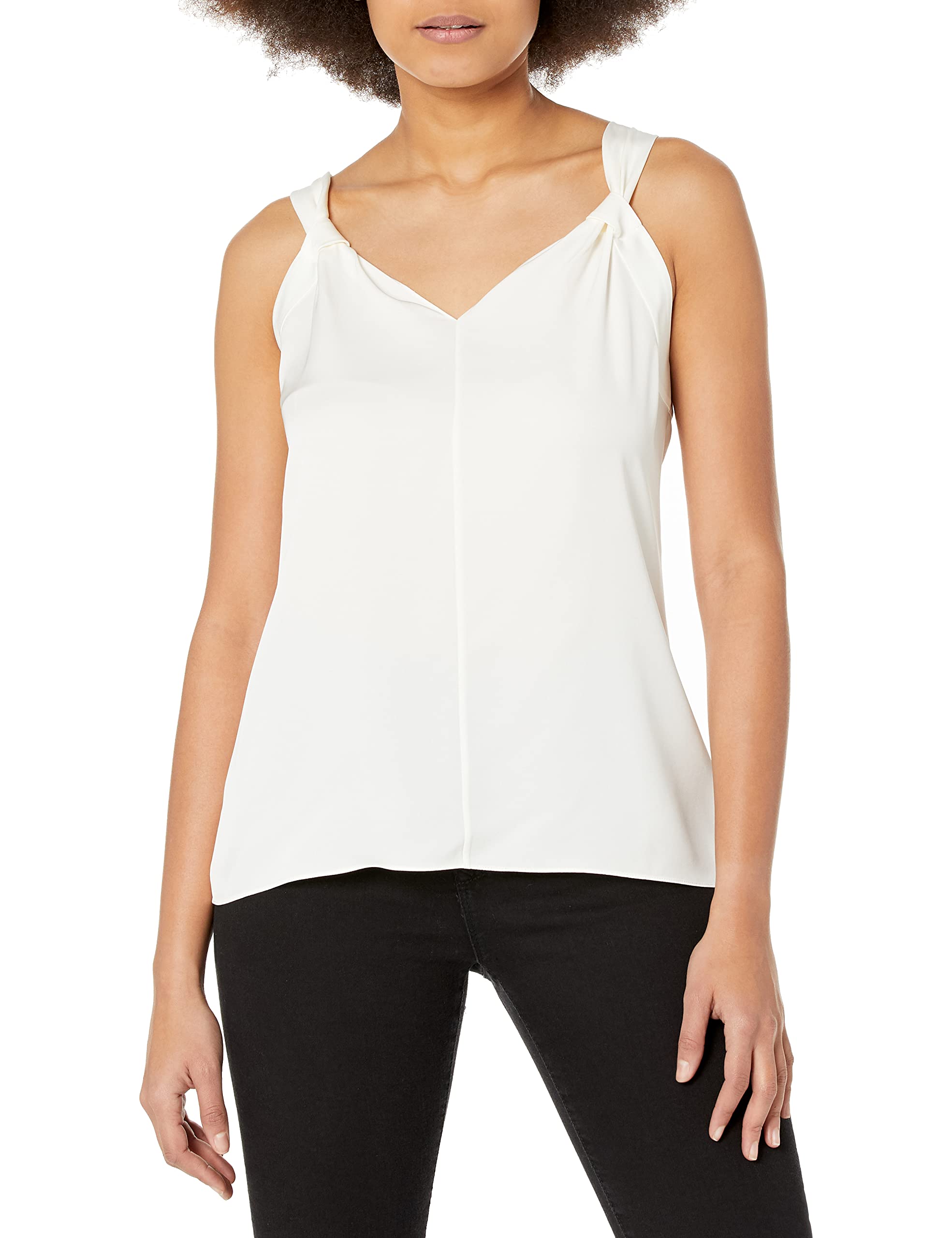 Theory - 【美品】Theory Crushed Satin SL V Drape Top Theory womens Sl V Drape Top.moder Blouse, Ivory, X-Small US