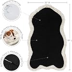 Faux Fur Orthopedic Dog Bed, Memory Foam, White w/Brown Tips 50"x30" | Plush Washable Dog Rug with Waterproof Machine Washable Cover, Calming for Anxious Senior Dogs, Relieves Joints