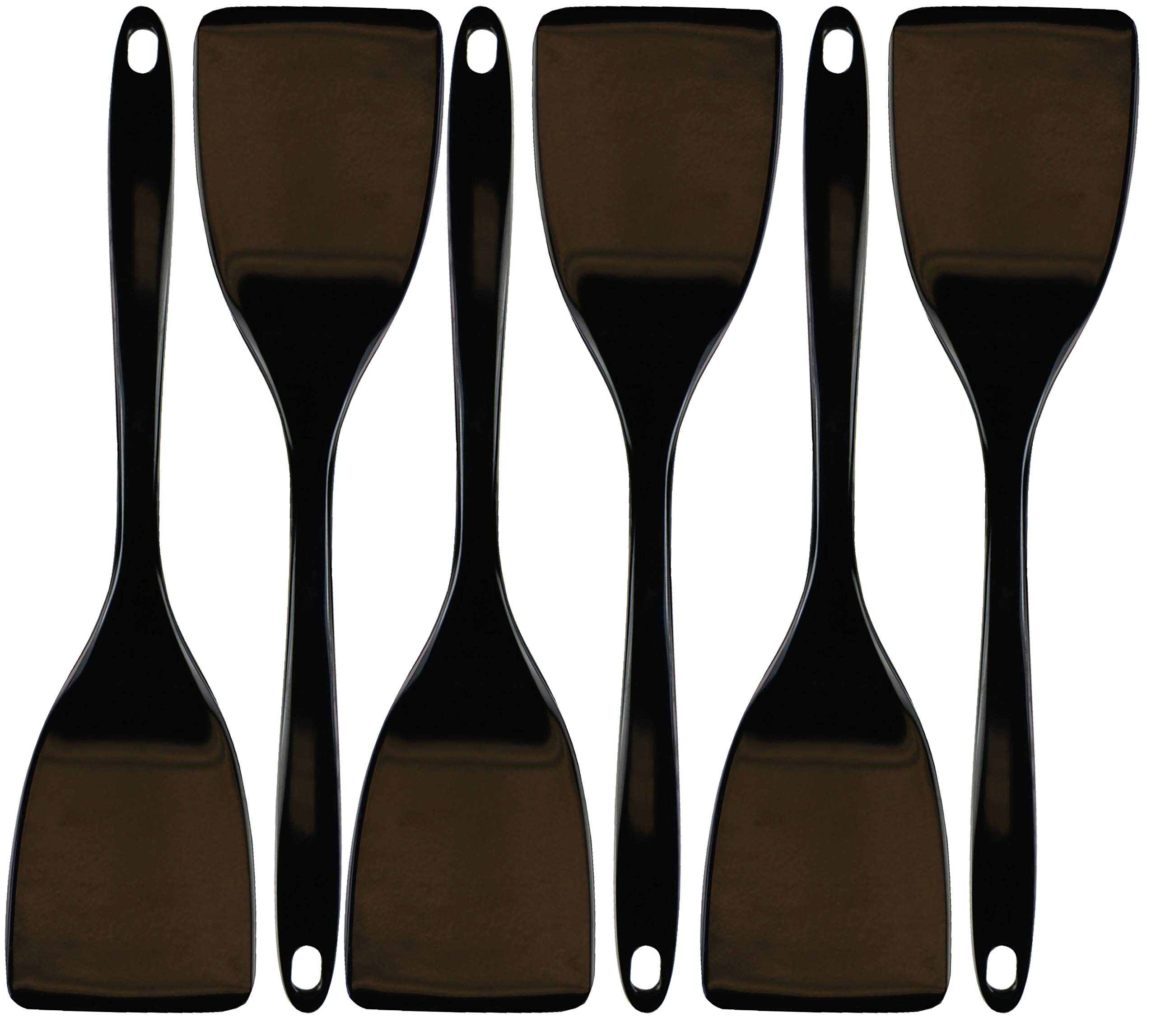 Spatula, Turner for Non-Stick Pans, Heat Resistant, Melamine Utensil with Ergonomic Handle, 11 inch, Set of 6 by Reston Lloyd, Black