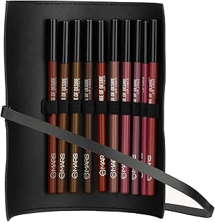 Matte Lip Liner with Holder Set of 10 | One Swipe Smooth Application | Long Lasting &amp; Travel Friendly Lip Pencil | Multico...