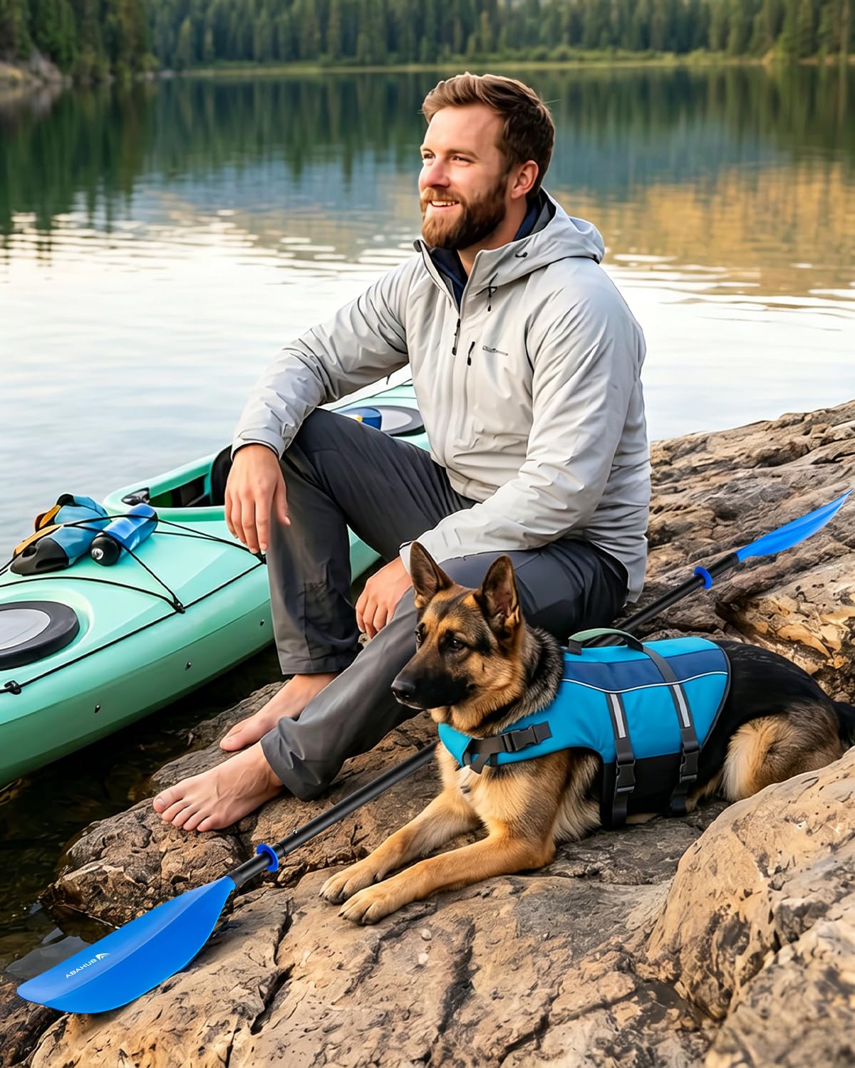 Abahub 4-teiliges Doppelpaddel 230 cm – Kajakpaddel Aluminium, zerlegbar & tragbar, perfekt für unterwegs auf Kajak & Schlauchboot, schwimmfähig