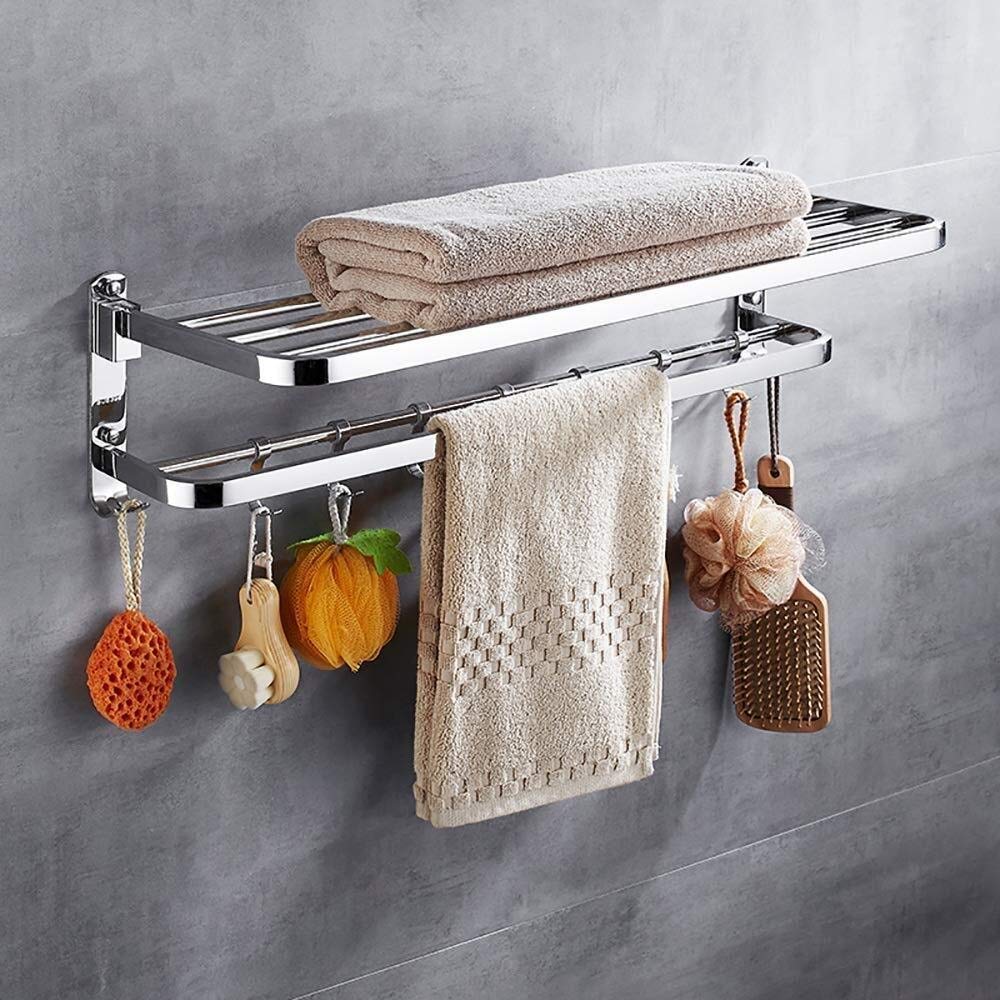 Estante para baño sin desorden con toallero de acero inoxidable fuerte