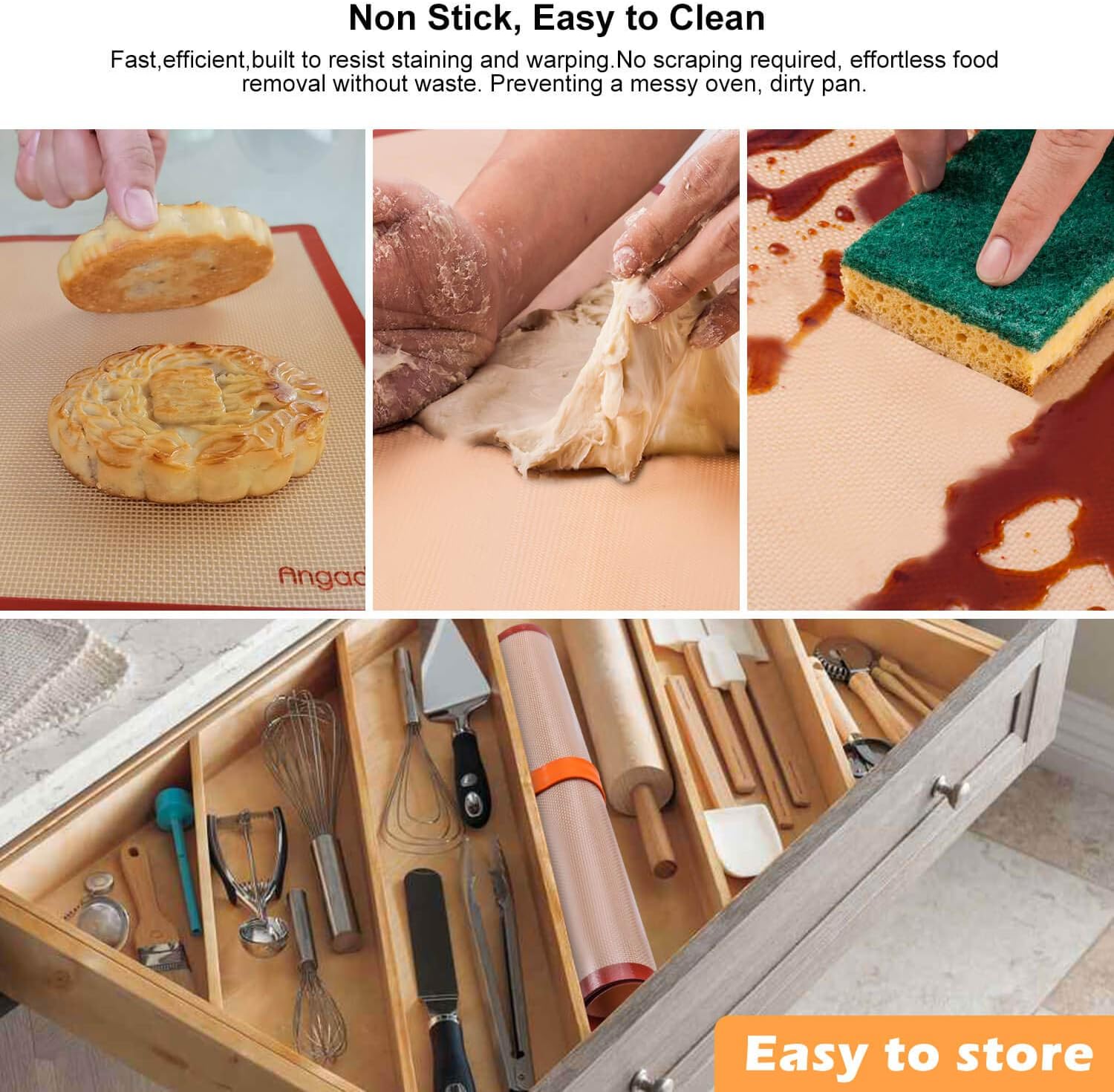 silicone baking mats and Silicone Bread Sling Set, Easy Clean & Non-Stick Food Grade Silicone