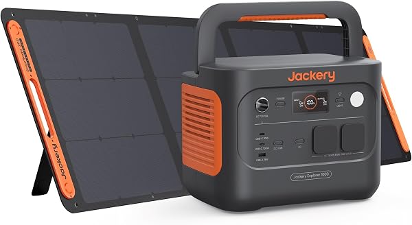 Generador Eléctrico Portátil Jackery Explorer 1000 v2 con 200W Panel Solar, 1070Wh Batería LFP, 1500W AC/100W USB-C Salida, Carga Completa Rápida 1H vía APP para Exteriores, Autocaravanas, Emergencias - 1