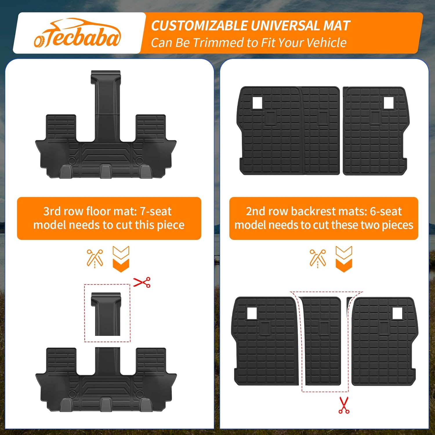 Cargo Liner Compatible with 2024-2026 Hyundai Santa Fe 6&7 Seater Floor Mats Kick Mats Trunk Mat Liner TPE 2025 Santa Fe Accessories (Floor Mats+2nd Row Kick Mats+Trunk Mat with Backrest Mat)