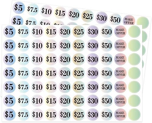 Starboling Garage Sale Stickers - 1400 Pcs, 1 Inch Big, Gradient Color Flea Market Pre-Printed Pricing Stickers Etiqueta engomada del