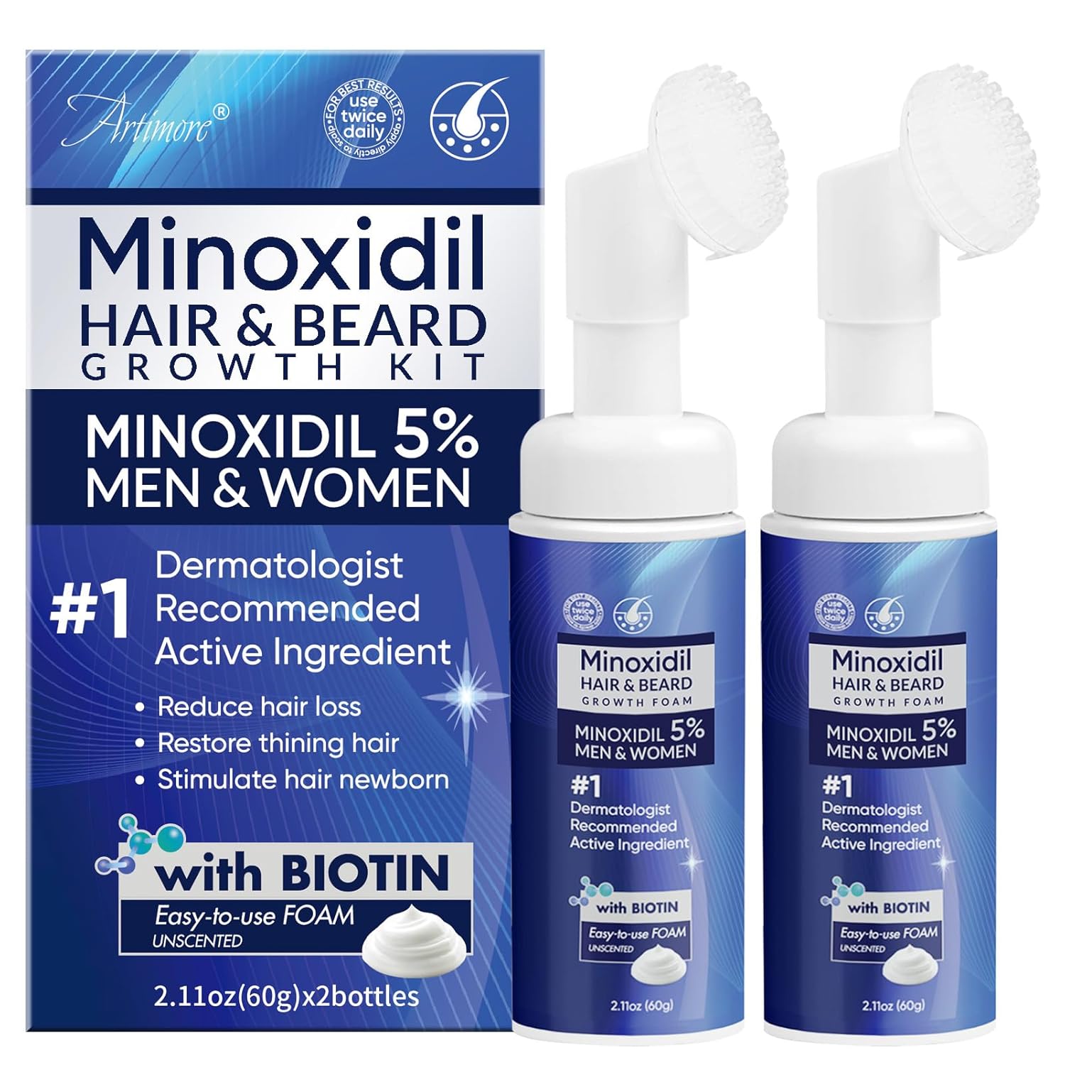 5% Minoxidil Foam for Men and Women, Minoxidil for Men Foam for Hair and Beard, Minoxidil for Women Hair Growth (4 Ounce)