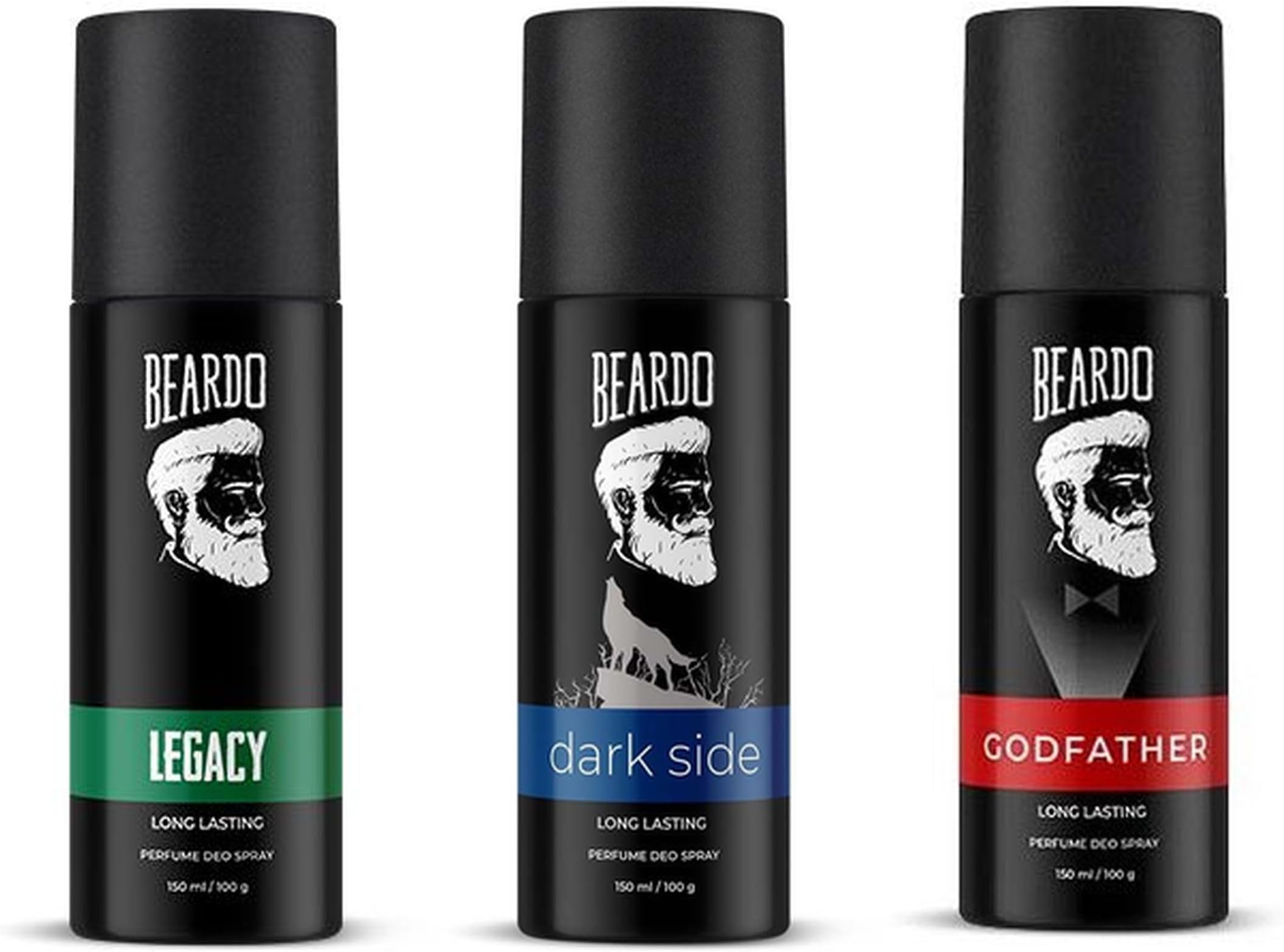 Beardo Perfume Deo Spray - GODFATHER, LEGACY & DARK SIDE Deodorant for Men (150ml x 3) | Spicy, Woody, Fresh Notes Body Spray | Long Lasting Deo for Men | Christmas gift for men | Gift For Friends | Gift for Men
