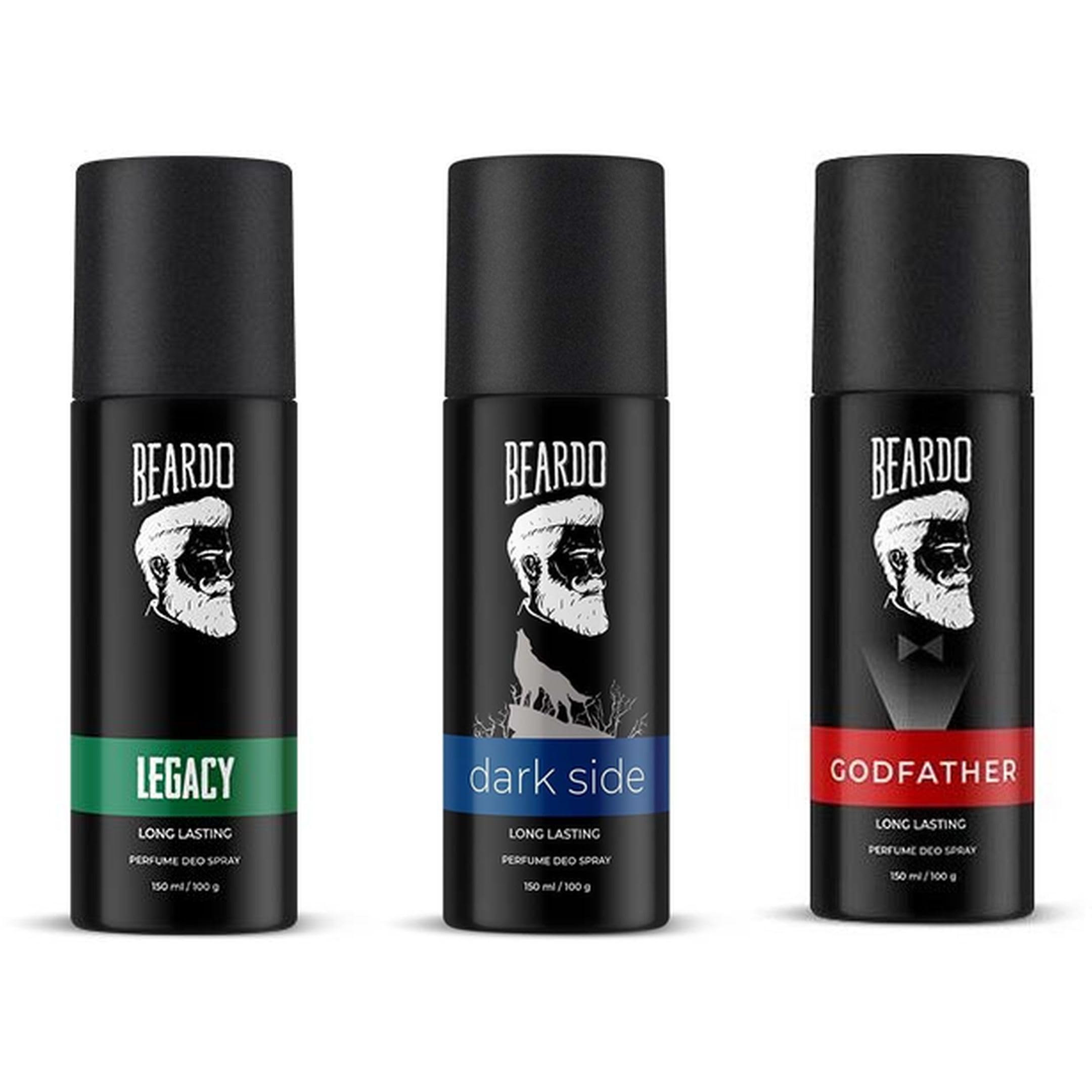 Beardo Perfume Deo Spray - GODFATHER, LEGACY & DARK SIDE Deodorant for Men (150ml x 3) | Spicy, Woody, Fresh Notes Body Spray | Long Lasting Deo for Men | Christmas gift for men | Gift For Friends | Gift for Men