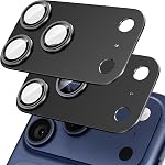 [2 Pack] Camera Lens Protector for iPhone 14/14 Plus, 9H Tempered Glass,Aviation Aluminum Plate Cover,Night Circle,No Bubble,HD Clarity,Case Friendly,Easy Installation-Black