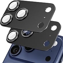 [2 Pack Camera Lens Protector for iPhone 17 Pro Max,9H Tempered Glass,Aviation Aluminum Plate Cover,Night Circle,No Bubble,HD Clarity,Case Friendly,Easy Installation-Black