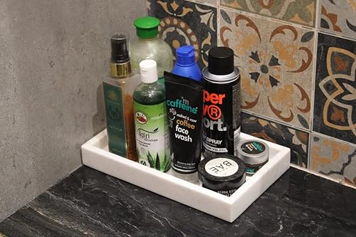 Miniatura 7 de KC KULLICRAFT Bandeja de mármol natural para escritorio, cocina, tocador, baño, organizador de piedra para mesa auxiliar, plato, tocador, mesita de