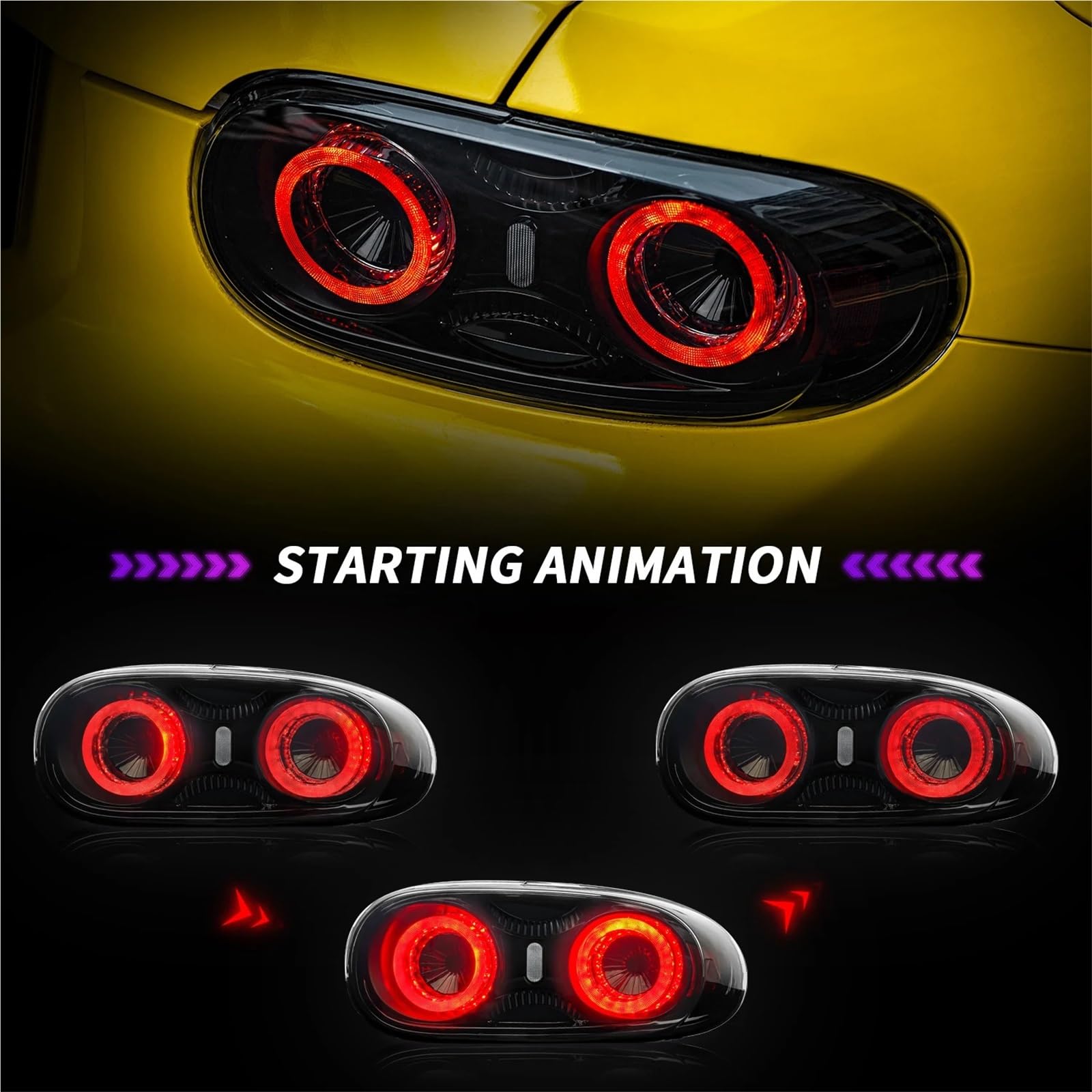 Lampa tylna zespolona Pasuje do Mazda MX-5 MX5 NC2 NC3 2008-2015 Światła tylne Lampa przeciwmgielna tylna Światła hamowania + cofania Sekwencyjne(2pcs RGB black light)