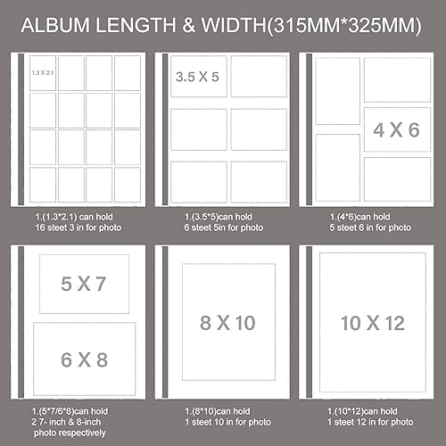 Vista 6 de Álbum de fotos puede contener fotos de 3 x 5, 4 x 6, 5 x 7, 6 x 8 y 8 x 10 pulgadas, álbumes de recortes magnéticos autoadhesivos (negro, grande)