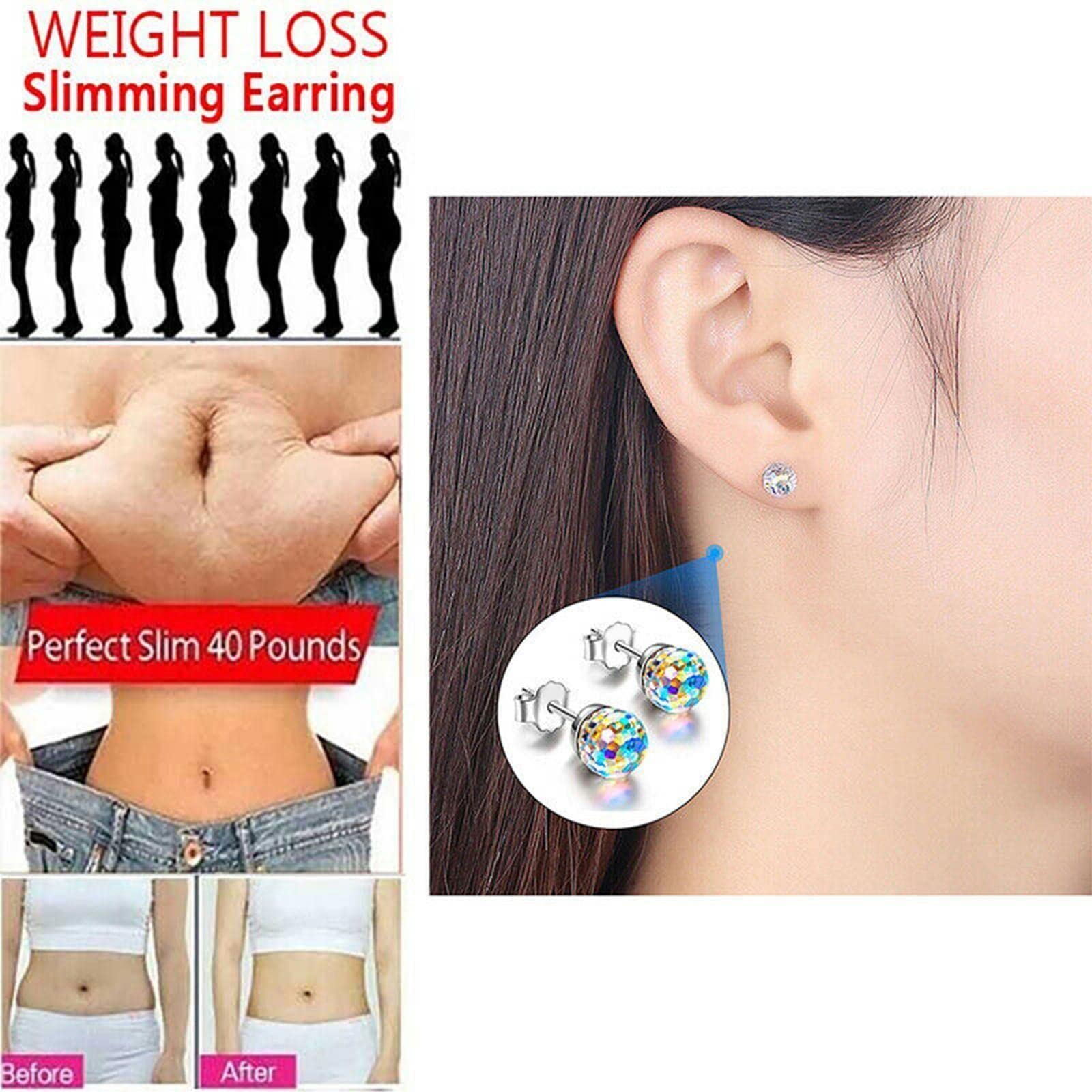 Nuevo 1 par de pendientes adelgazantes para perder peso terapia para quemar grasa oreja pérdida de Z1K0 joyería magnético Stud accesorio moda peso de energética