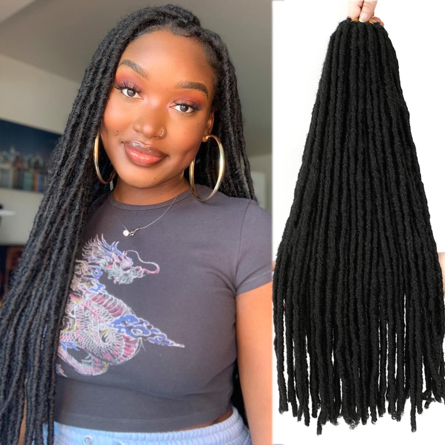 SOKU Häkel-Dreadlocks Set – 5 Packs Weiche Faux Locs, 45 Cm, Flammenhemmendes Kanekalon, Für Goddess Locs & Mehr