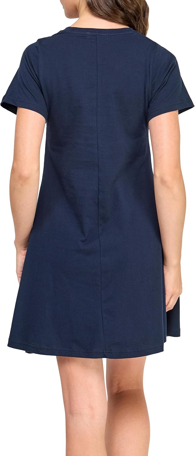 GREEN VOYAGE Women's GOTS Certified 100% Organic Cotton Solid Relaxed Fit Casual T Shirt Dress - Image 6