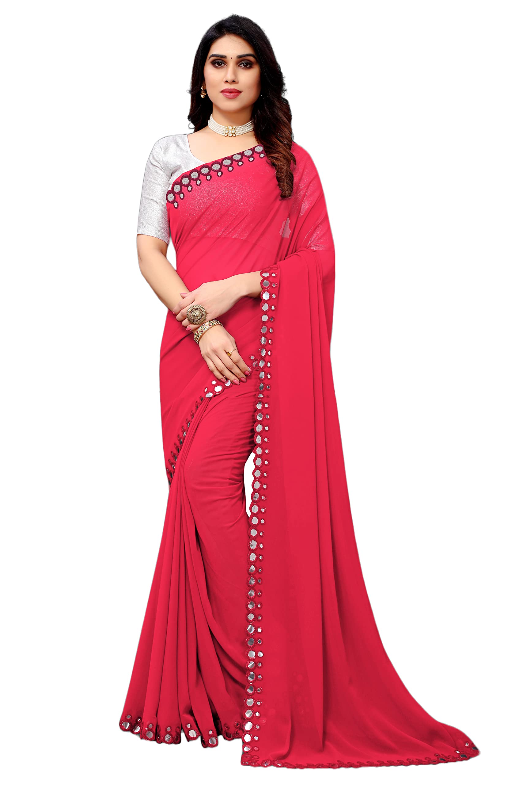 FlorelyWomen's Georgette Saree With Blouse Piece