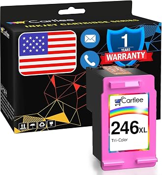 Cartlee Compatible Ink Cartridge Replacement for Canon CL-246xl iP2820 MG2420 MG2922 MG2920 MG2520 MG2924 MX492 Shows Ink Level 1 Color