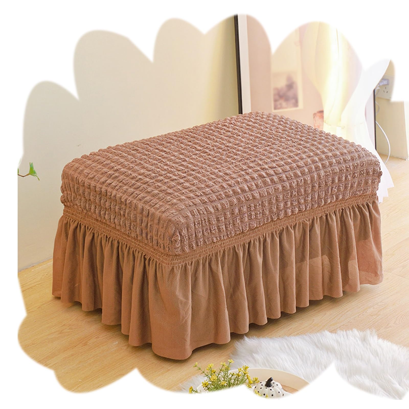 Bulle texturée rectangle footstool slipcover pour protéger le grand coffre du salon familial