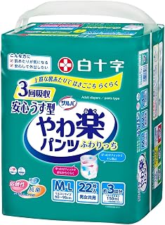 Salva D裤子 柔软细长型 超薄型* 男女通用 M-L尺寸 22片装【ADL区分:一人行走方式】 パンツ式 22枚 22