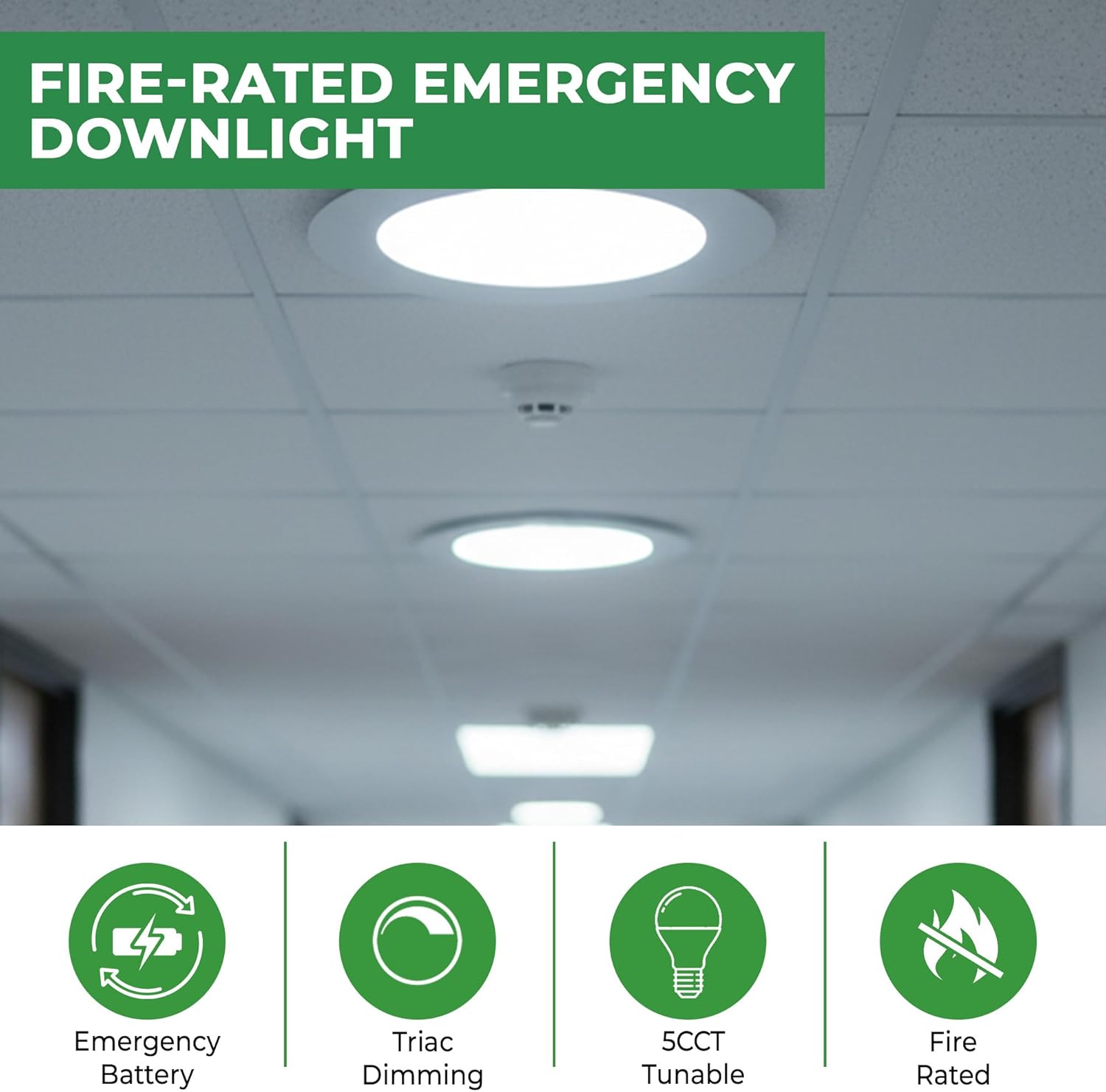 E2 LIGHTING 4" FIRE-Rated Downlight, 9W LED, 5 CCT TUNABLE 2700K-5000K, IC Rated, CANLESS RECESSED Ceiling Light, Commercial Indoor USE (4 in)