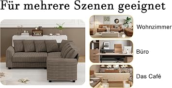 Modular Combination Sofa with Steering Cushion for Various Scenes such as the Living Room, L Corner Modular Sofa (Brown)