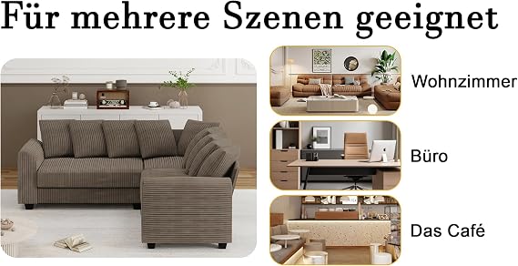 Modular Combination Sofa with Steering Cushion for Various Scenes such as the Living Room, L Corner Modular Sofa (Brown)